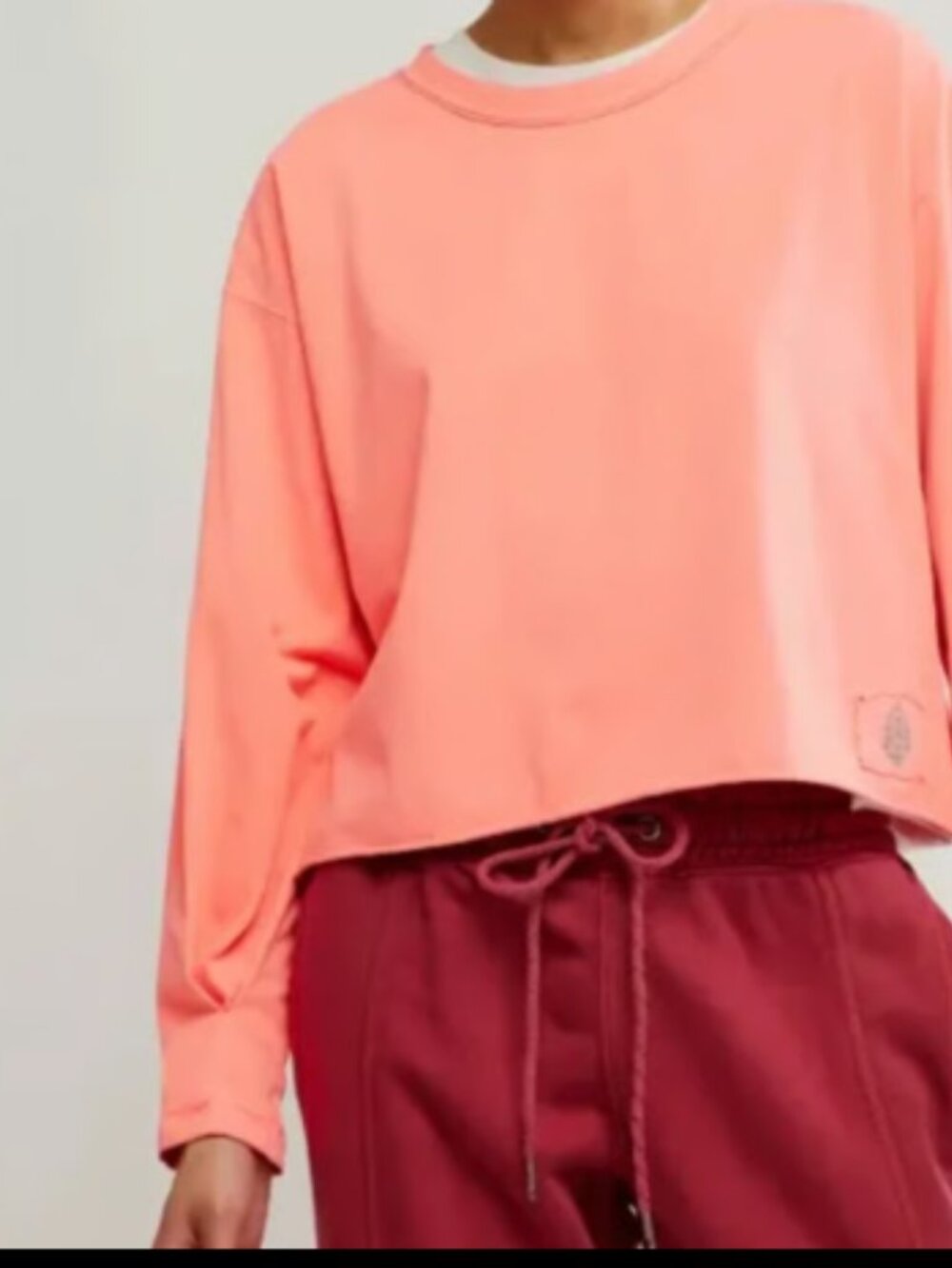 FREE PEOPLE FP MOVEMENT INSPIRE LAYER TOP TEE LONG SLEEVE CORAL PEACH $50 L - Picture 3 of 13